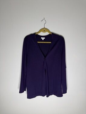 J. Jill Plum Knit V-Neck Cardigan Size Medium